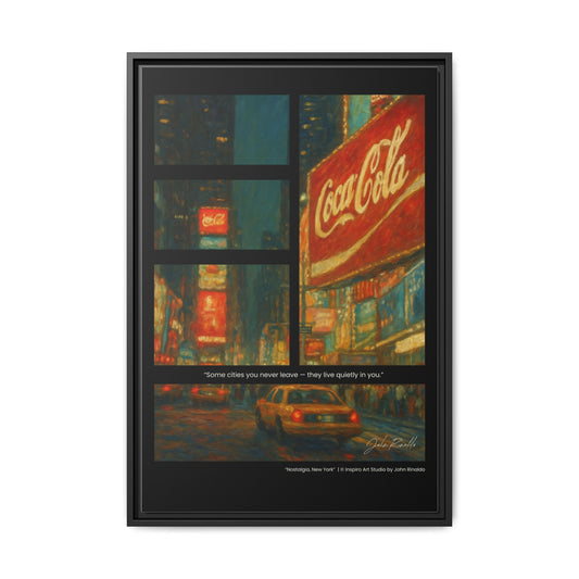 “Nostalgia, New York” – Reflections Collection Framed Matte Canvas Print | Inspiro Art Studio by John Rinaldo